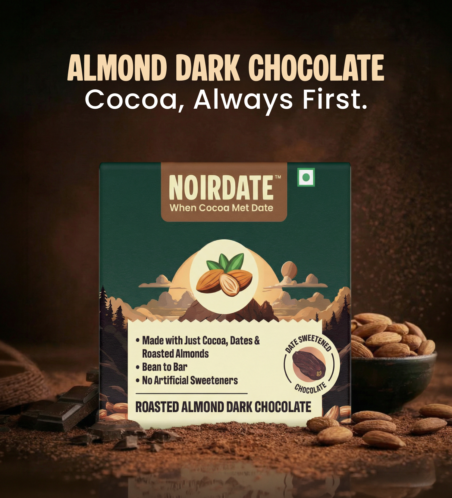 Roasted Almond Dark Chocolate 15g | Pack Of 1
