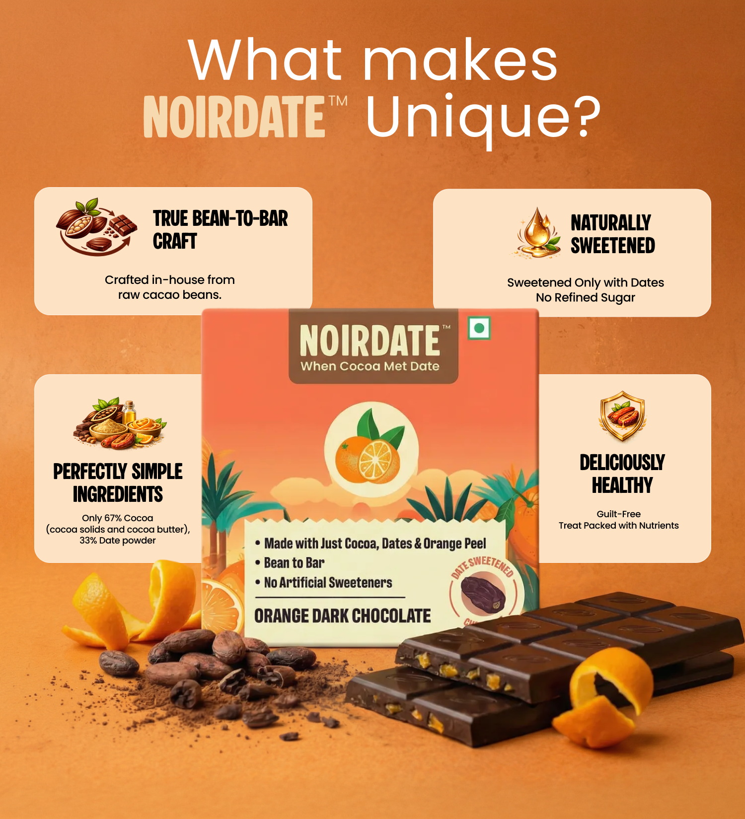 Orange Dark Chocolate 15g | Pack Of 10