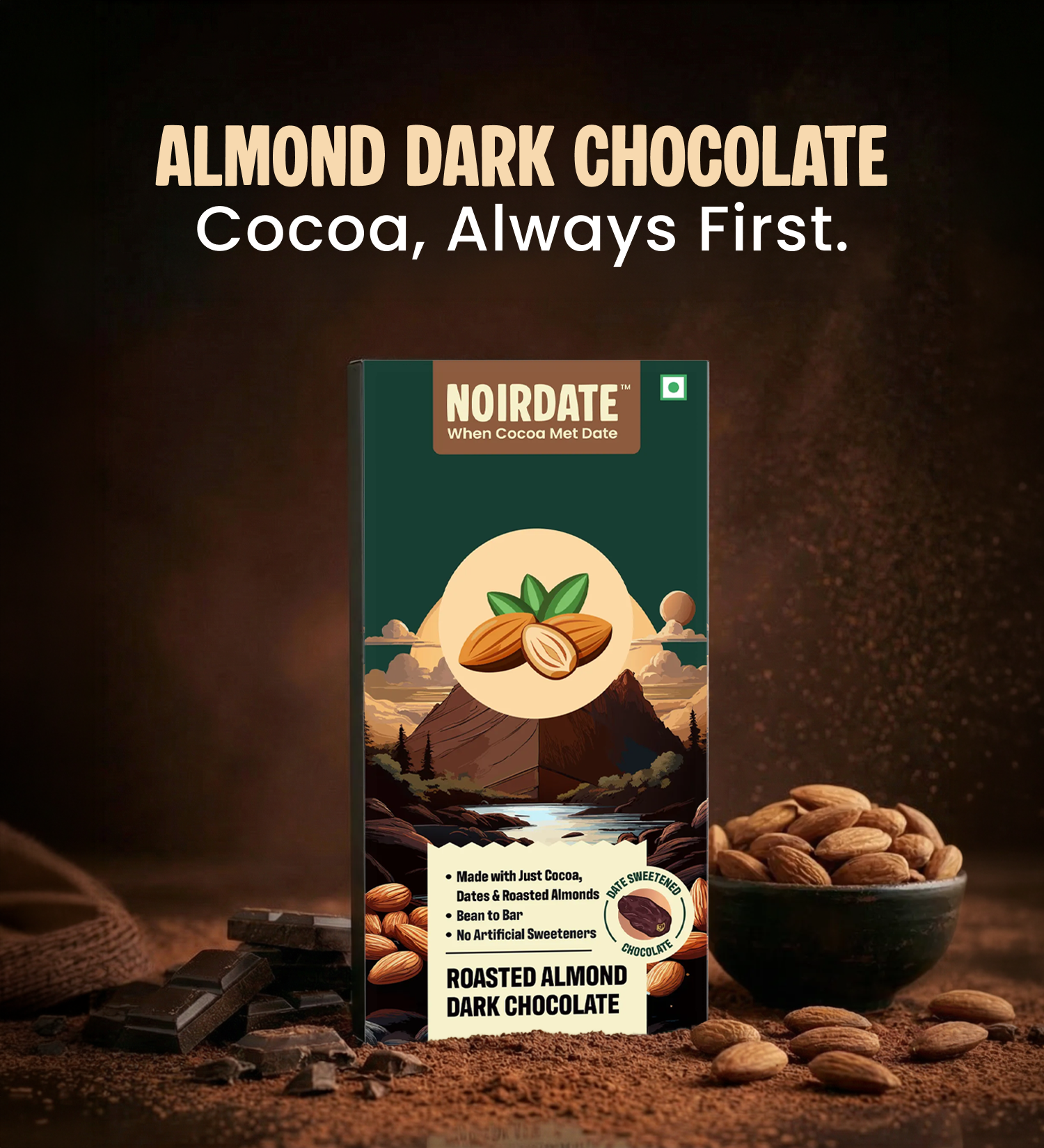 Roasted Almond Dark Chocolate 75g | Pack Of 1