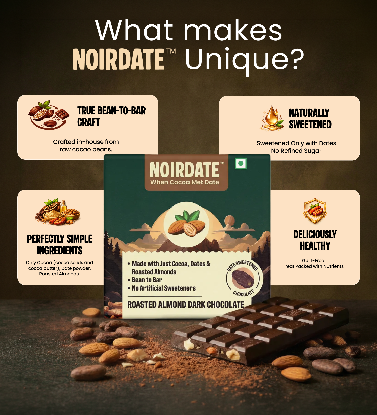 Roasted Almond Dark Chocolate 15g | Pack Of 1