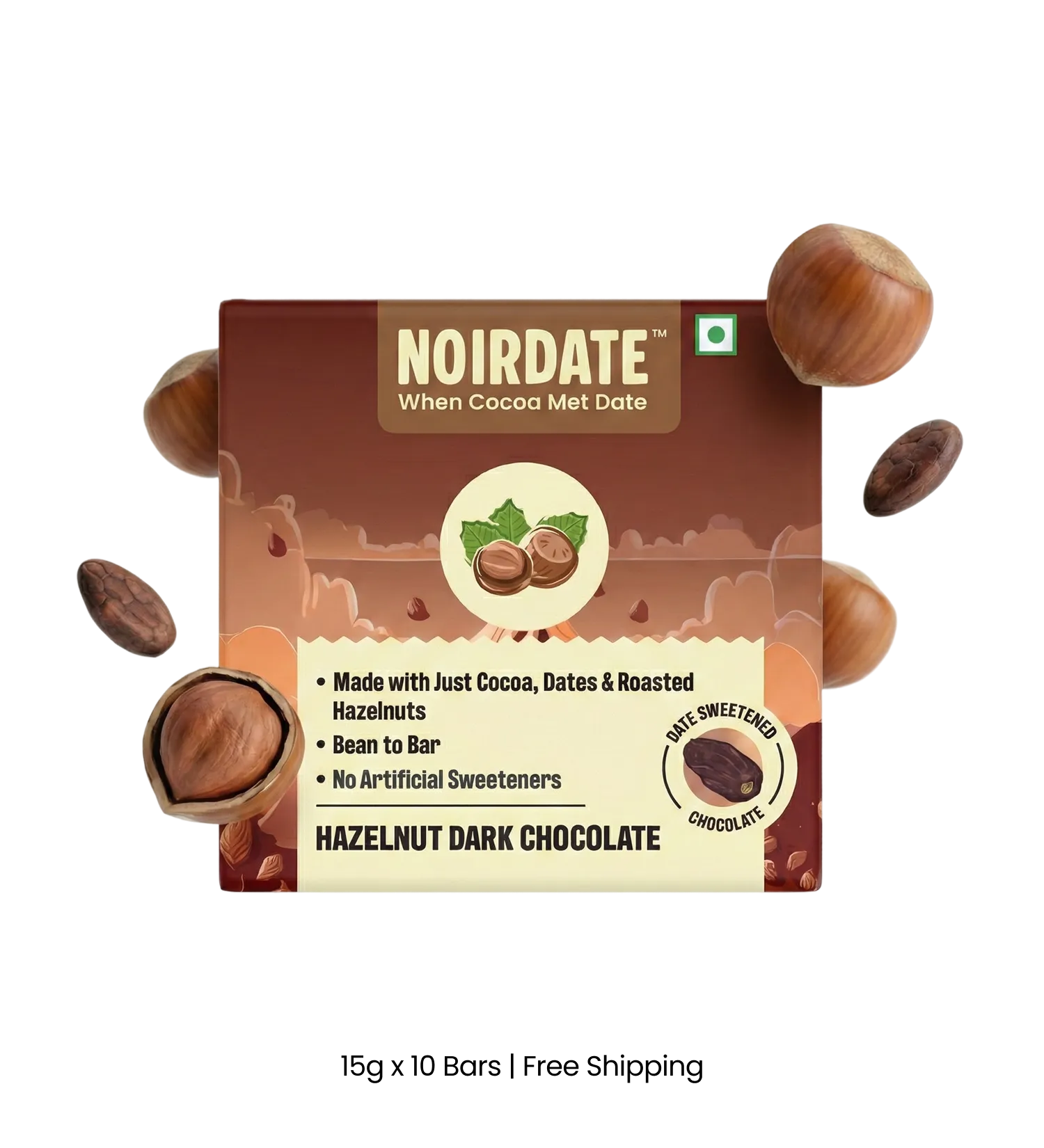 Roasted Hazelnut Dark Chocolate 15g | Pack Of 10