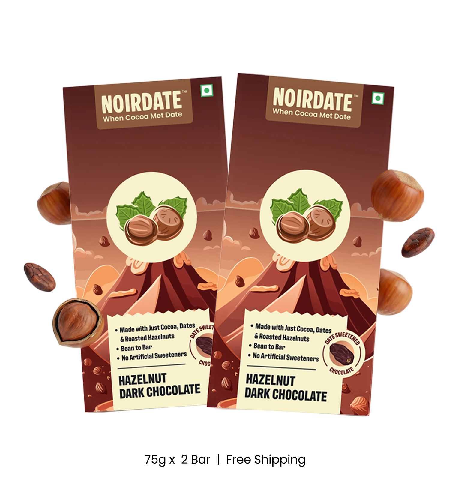 Roasted Hazelnut Dark Chocolate 75g | Pack Of 2