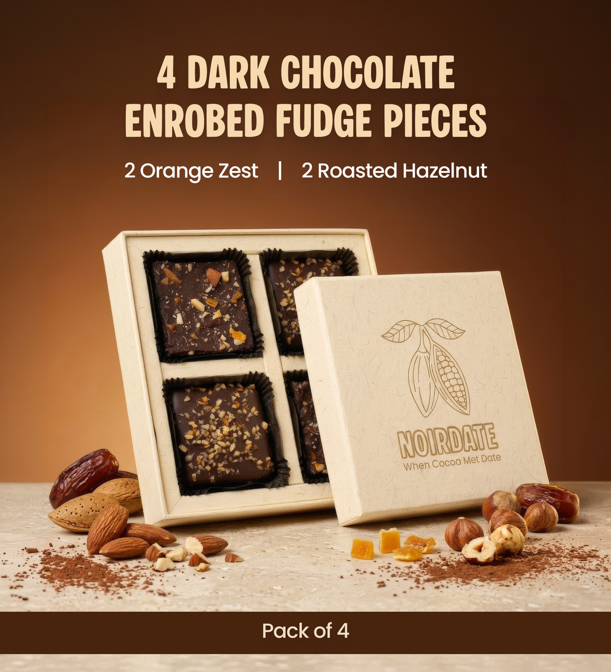 Dark Chocolate Enrobed Date Fudge Collection