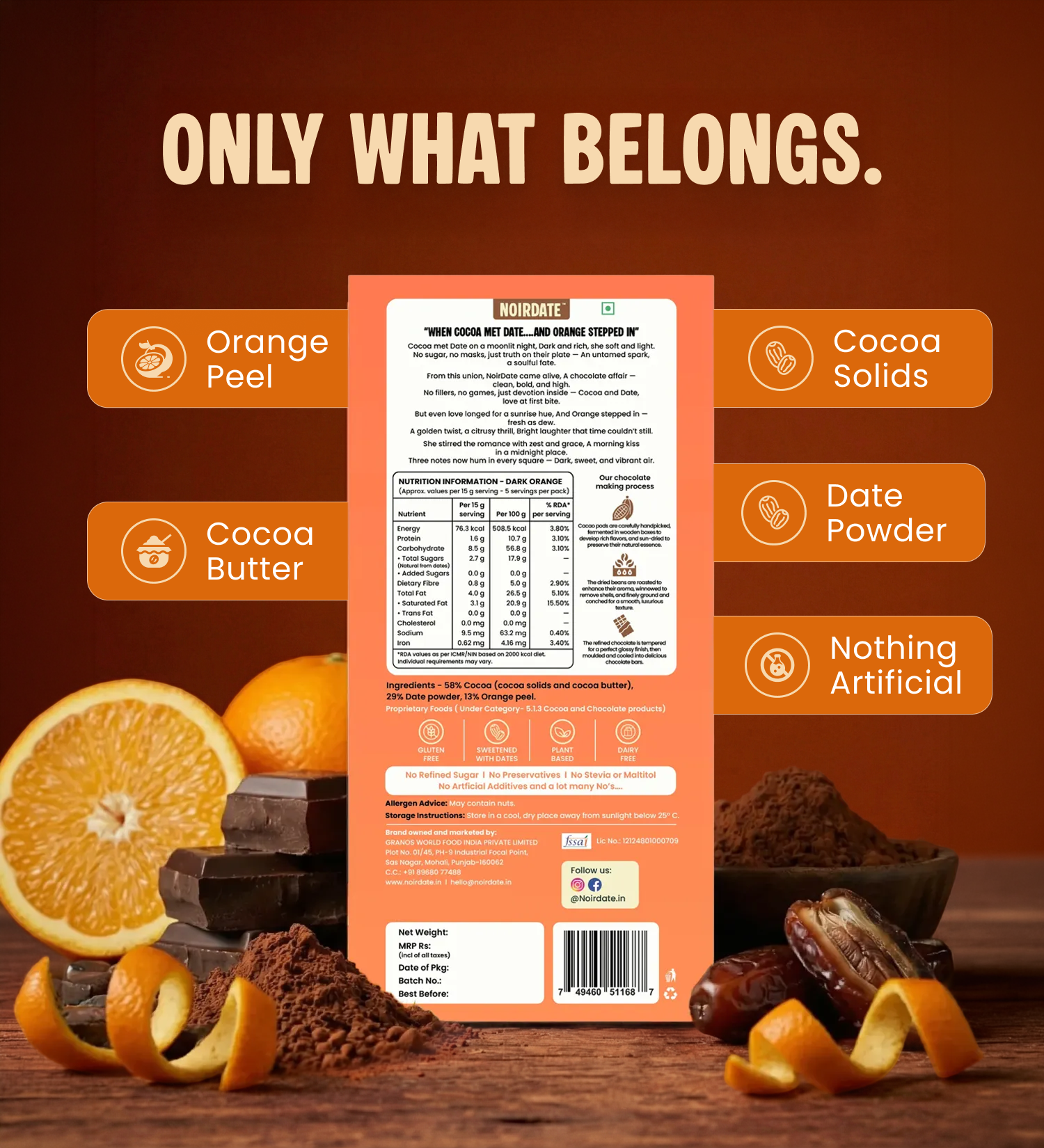 Orange Dark Chocolate 75g | Pack Of 1