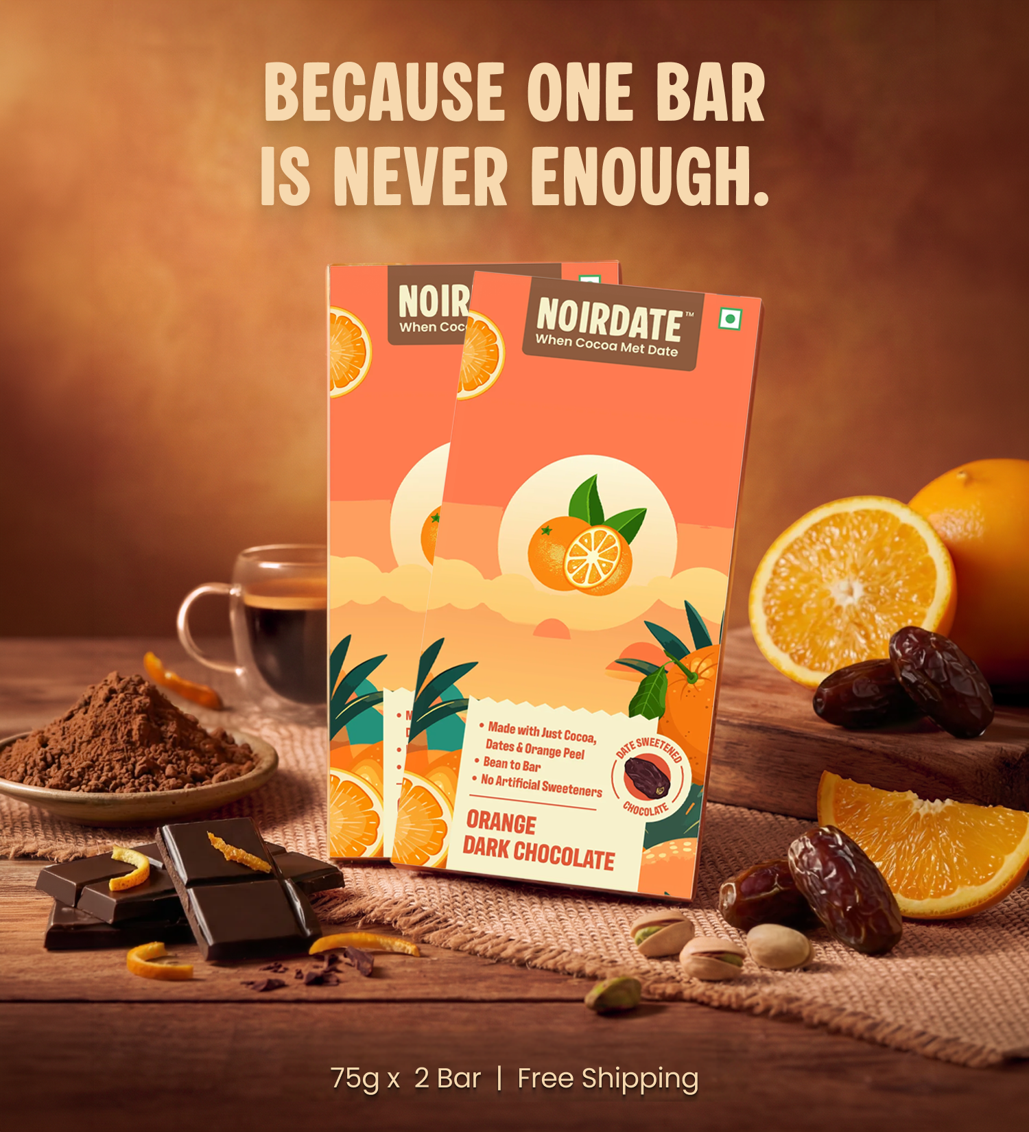 Orange Dark Chocolate 75g | Pack Of 2