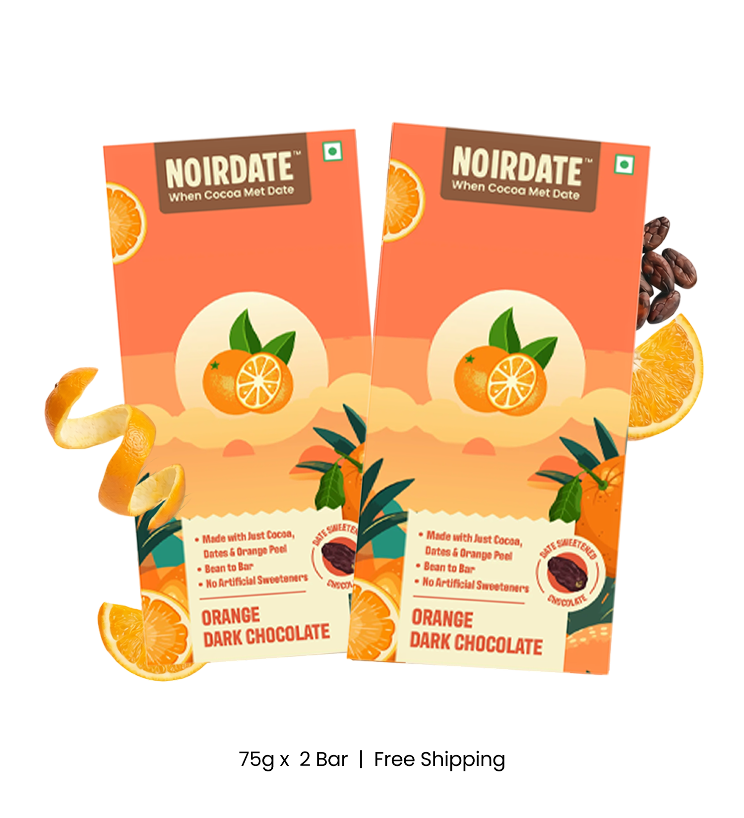Orange Dark Chocolate 75g | Pack Of 2