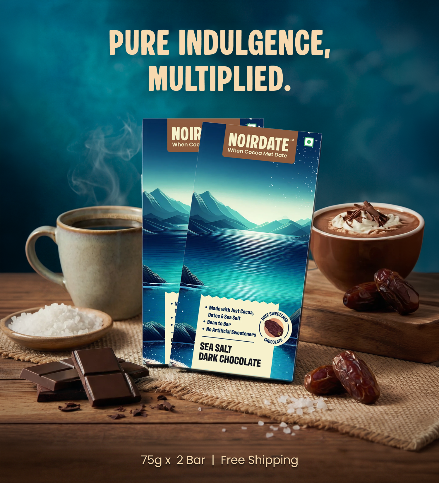 SeaSalt Dark Chocolate 75g  | Pack Of 2