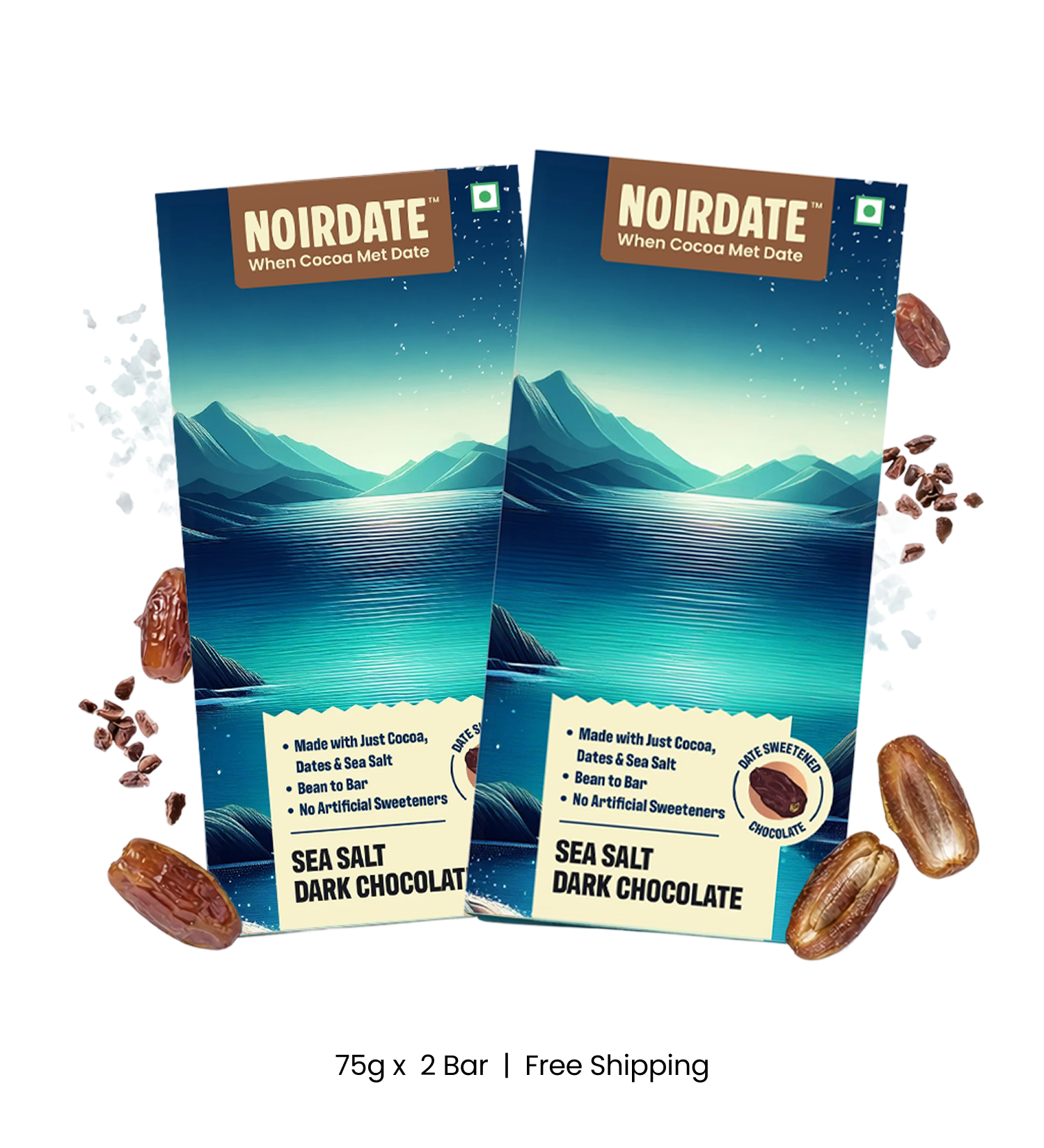 SeaSalt Dark Chocolate 75g  | Pack Of 2